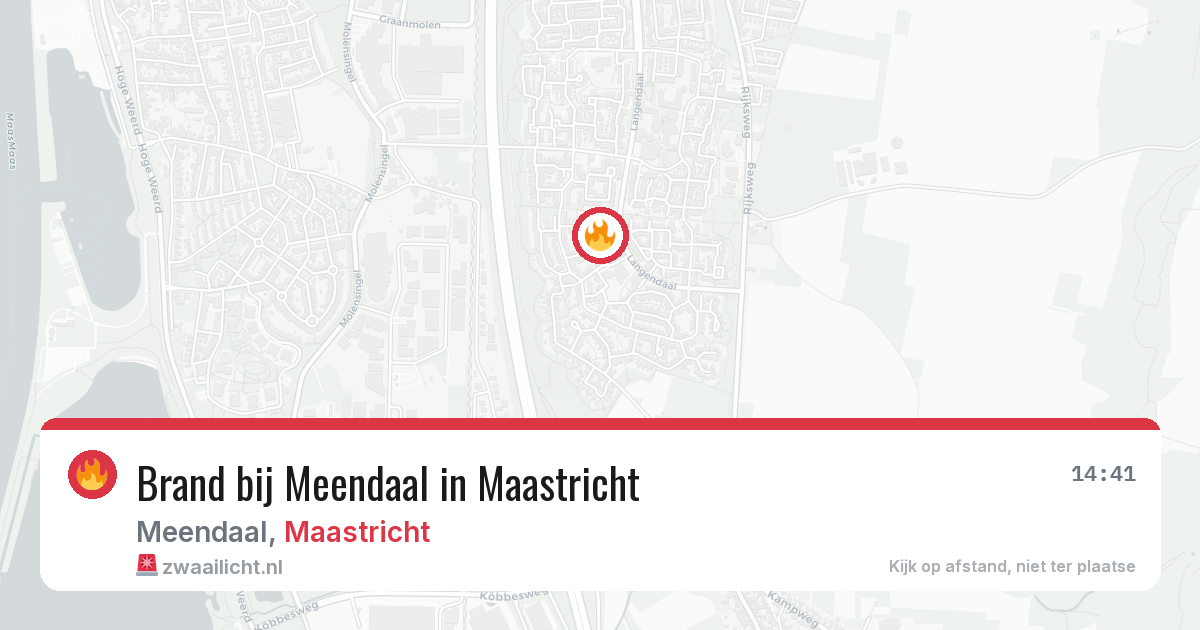 Brand bij Meendaal in Maastricht — 6 aug 2026