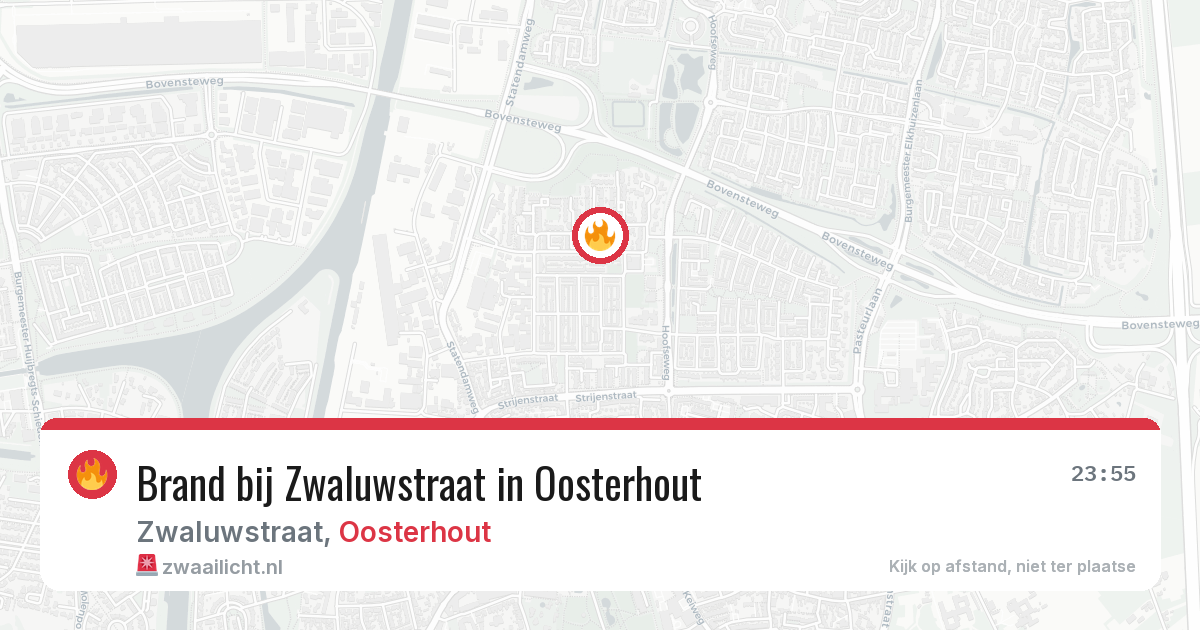Brand bij Zwaluwstraat in Oosterhout — 6 aug 2026