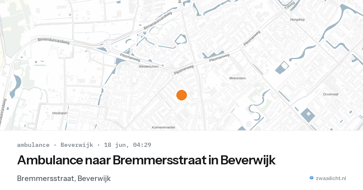 Ambulance naar Bremmersstraat in Beverwijk — 18 jun 2026