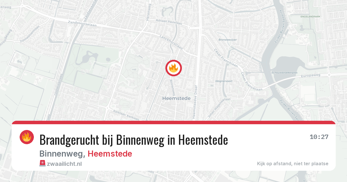 Brandgerucht bij Binnenweg in Heemstede — 13 jun 2026