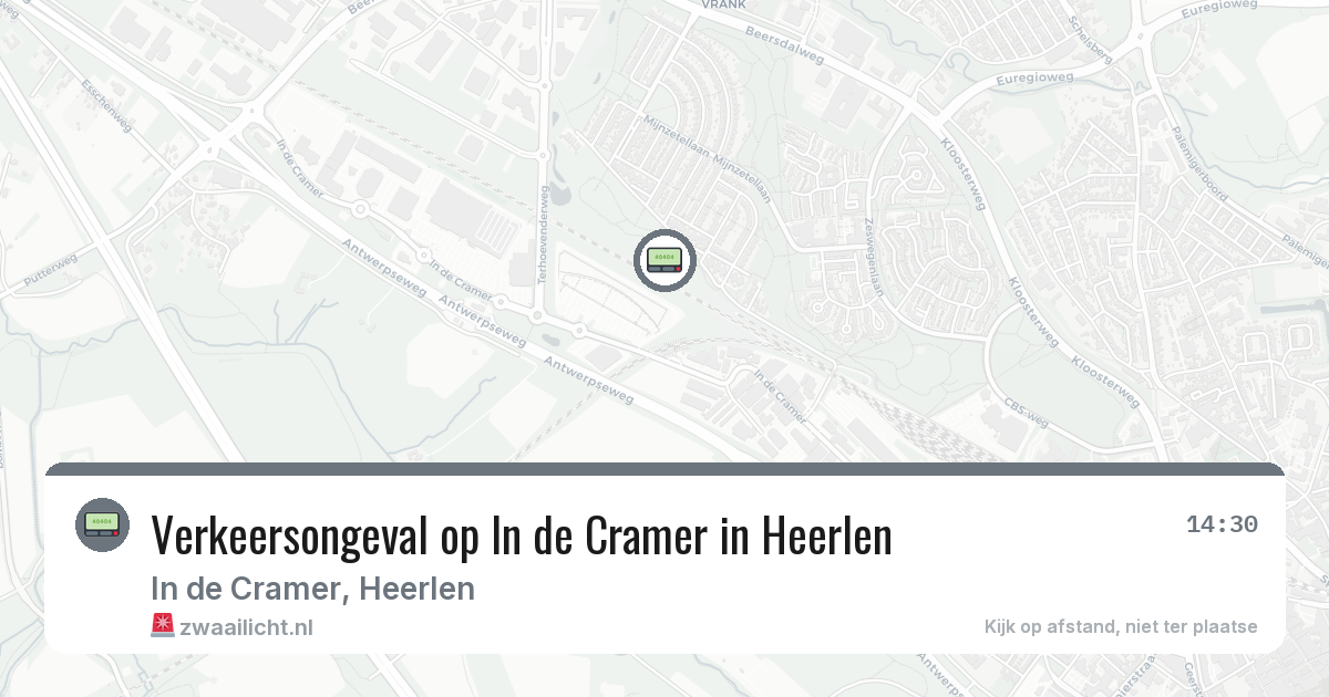 Verkeersongeval op In de Cramer in Heerlen — 9 mei 2026