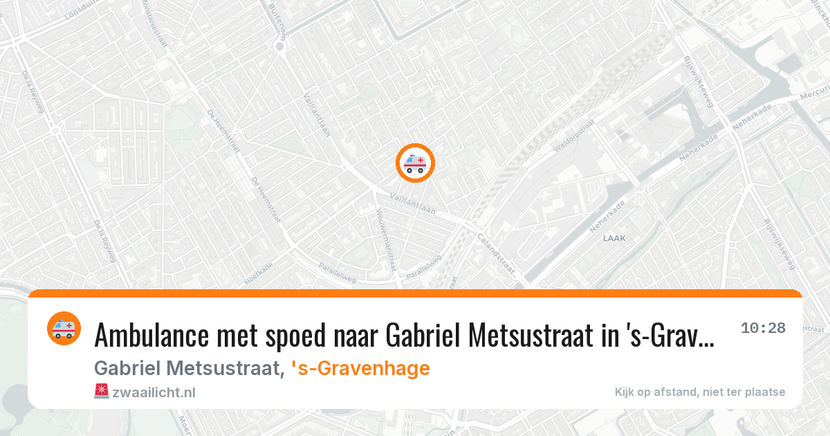 Ambulance met spoed naar Gabriel Metsustraat in 's-Gravenhage — 12 aug 2026