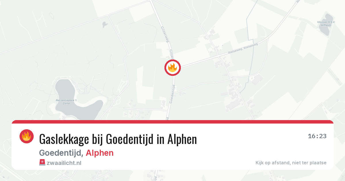 Gaslekkage bij Goedentijd in Alphen — 3 jul 2026