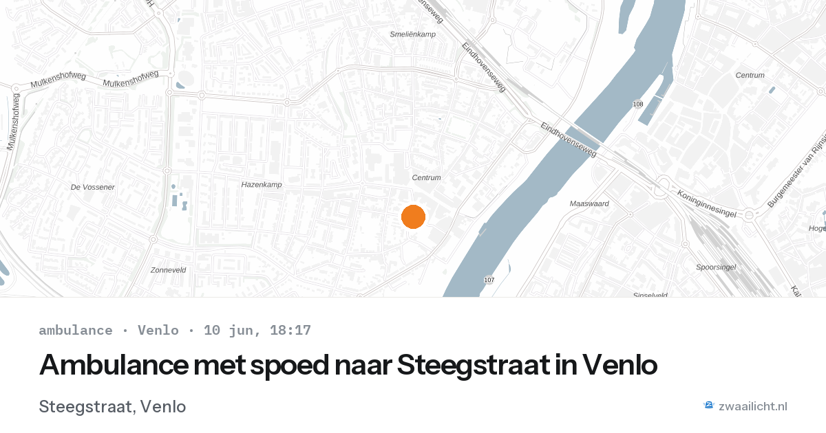 Ambulance met spoed naar Steegstraat in Venlo — 10 jun 2026