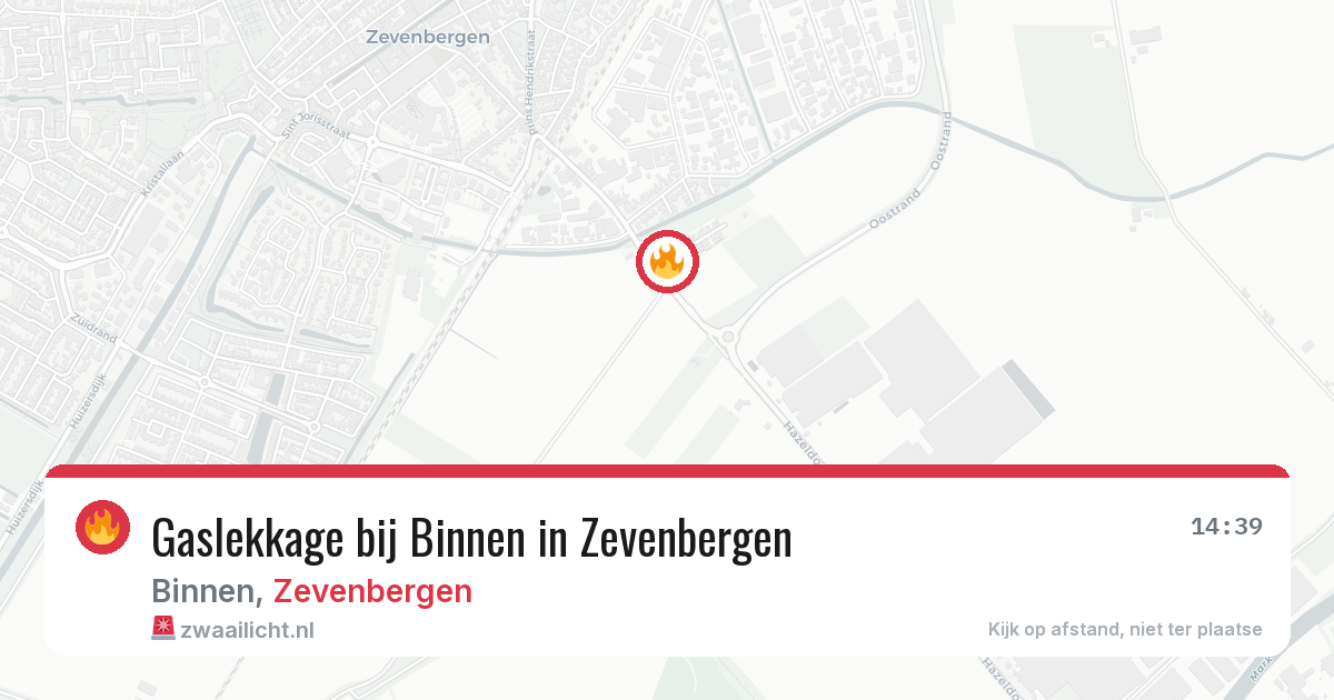Gaslekkage bij Binnen in Zevenbergen — 8 jun 2026