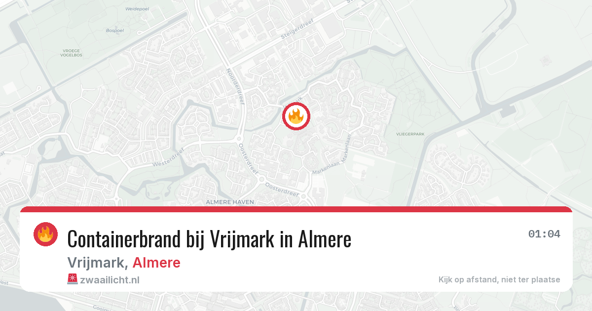 Containerbrand bij Vrijmark in Almere — 8 aug 2026