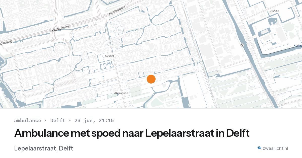 Ambulance met spoed naar Lepelaarstraat in Delft — 23 jun 2026