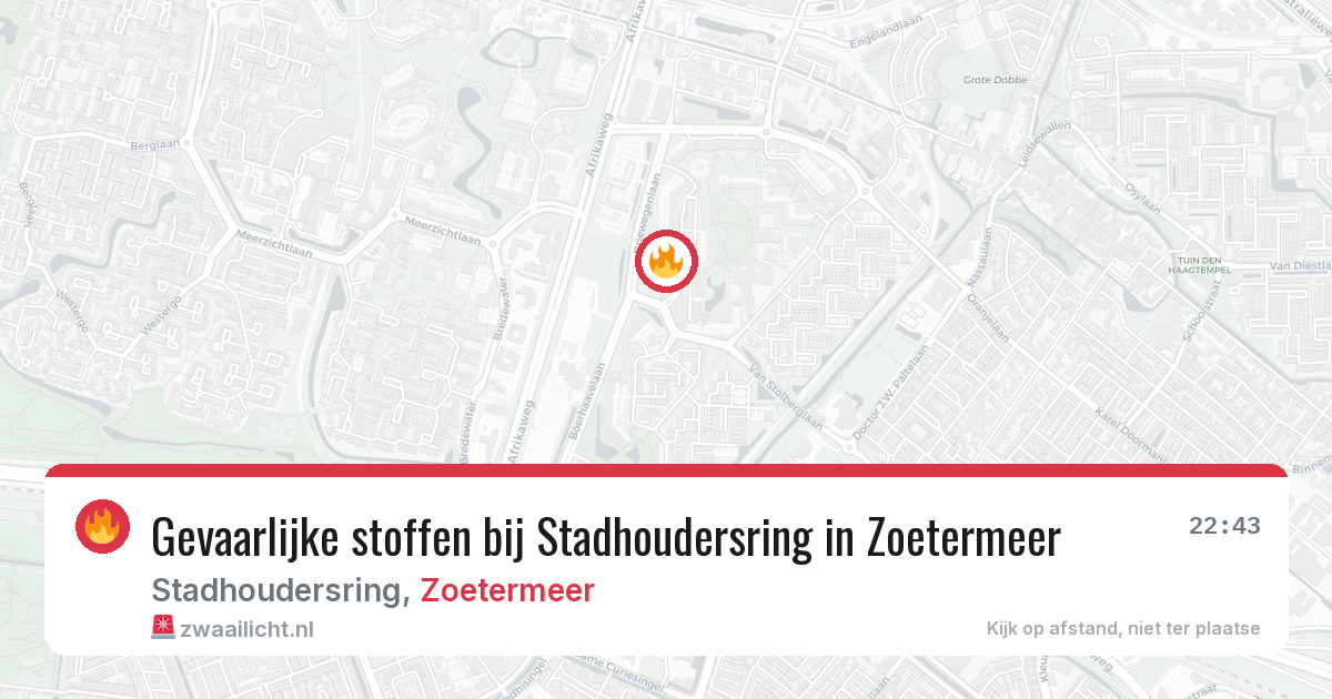 Gevaarlijke stoffen bij Stadhoudersring in Zoetermeer — 18 jul 2026