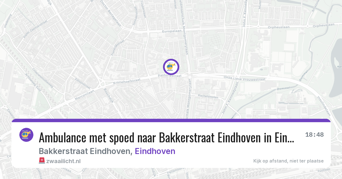 Ambulance met spoed naar Bakkerstraat Eindhoven in Eindhoven — 17 jun 2026