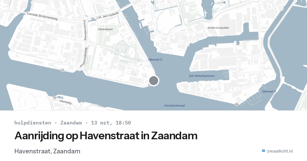 Aanrijding op Havenstraat in Zaandam — 13 mrt 2026