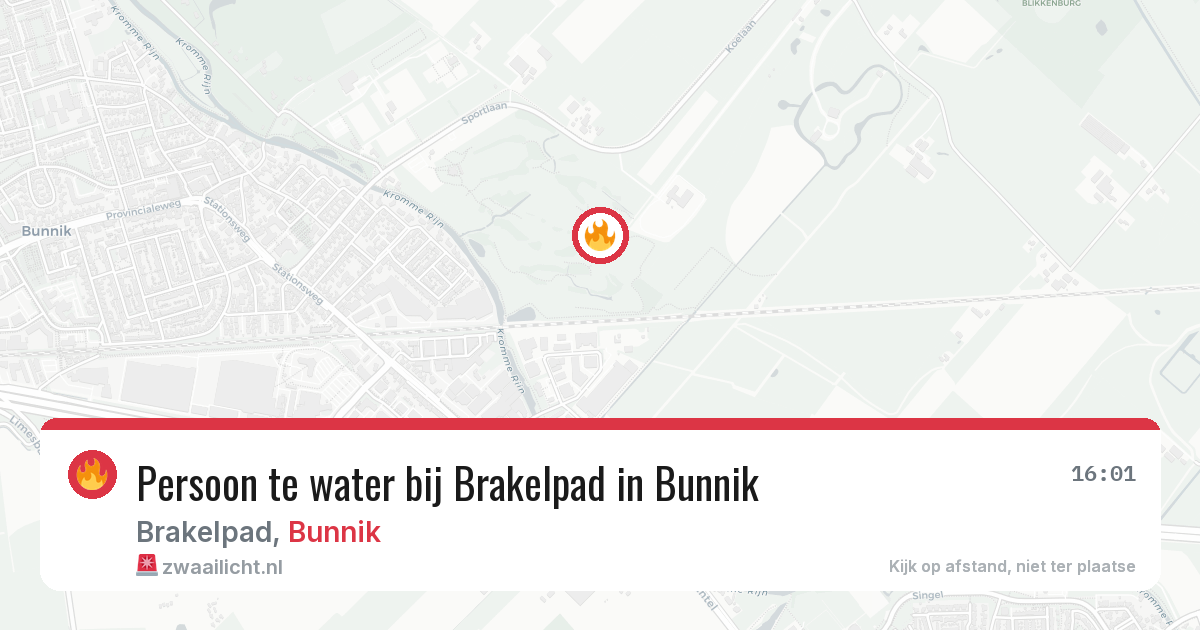 Persoon te water bij Brakelpad in Bunnik — 12 jun 2026