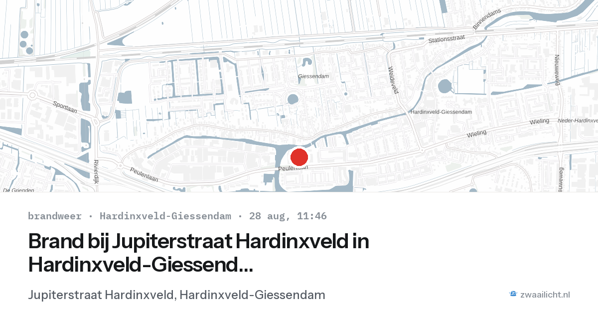 Brand bij Jupiterstraat Hardinxveld in Hardinxveld-Giessendam — 28 aug 2026