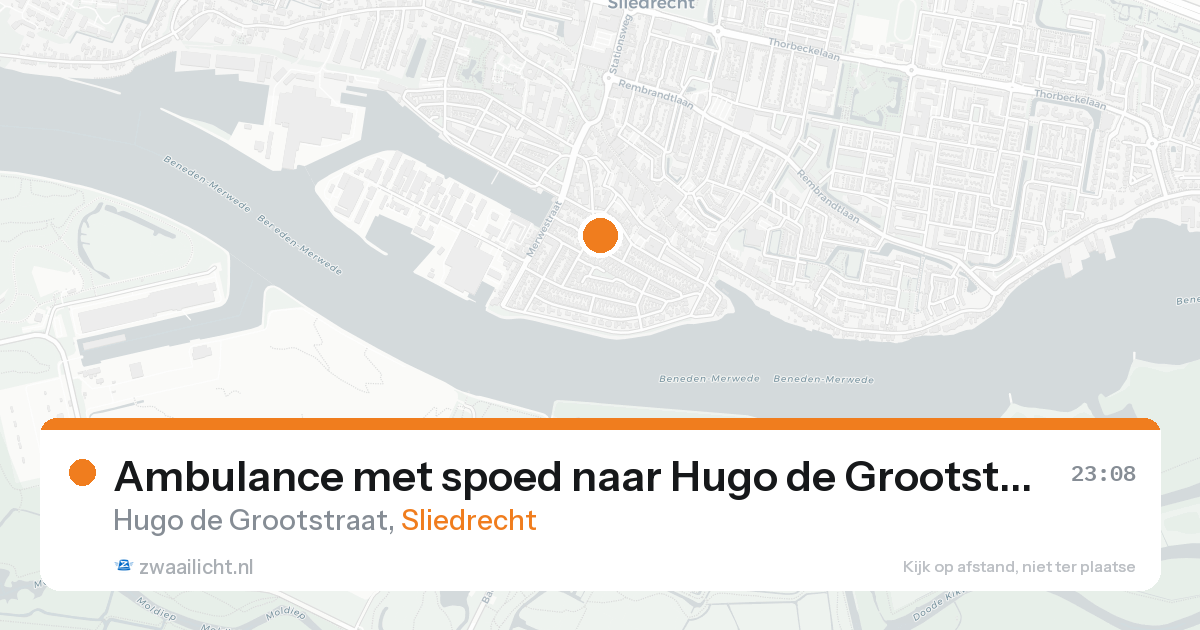 Ambulance met spoed naar Hugo de Grootstraat in Sliedrecht — 17 aug 2026