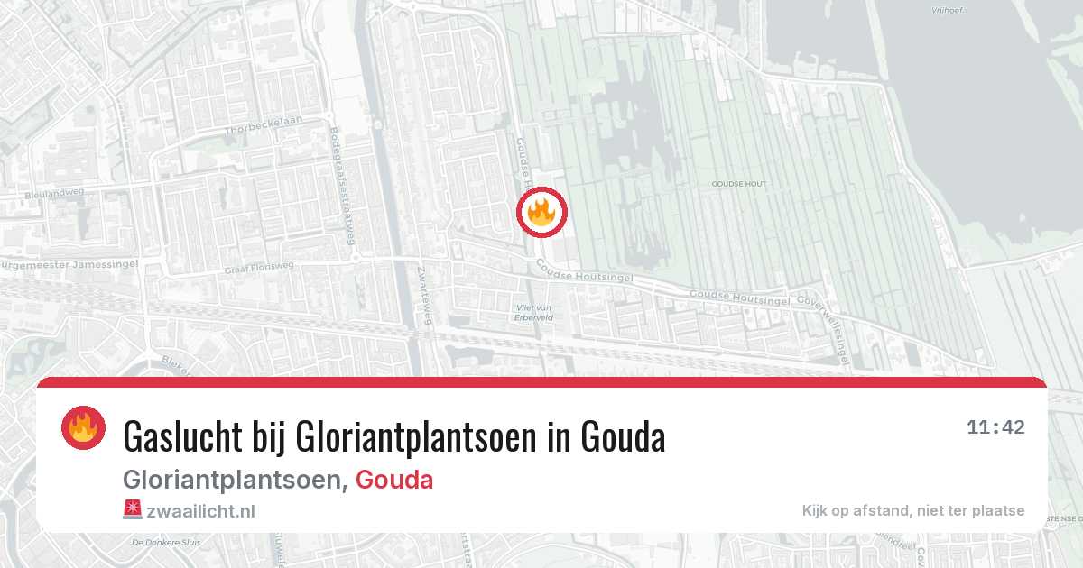 Gaslucht bij Gloriantplantsoen in Gouda — 6 jun 2026
