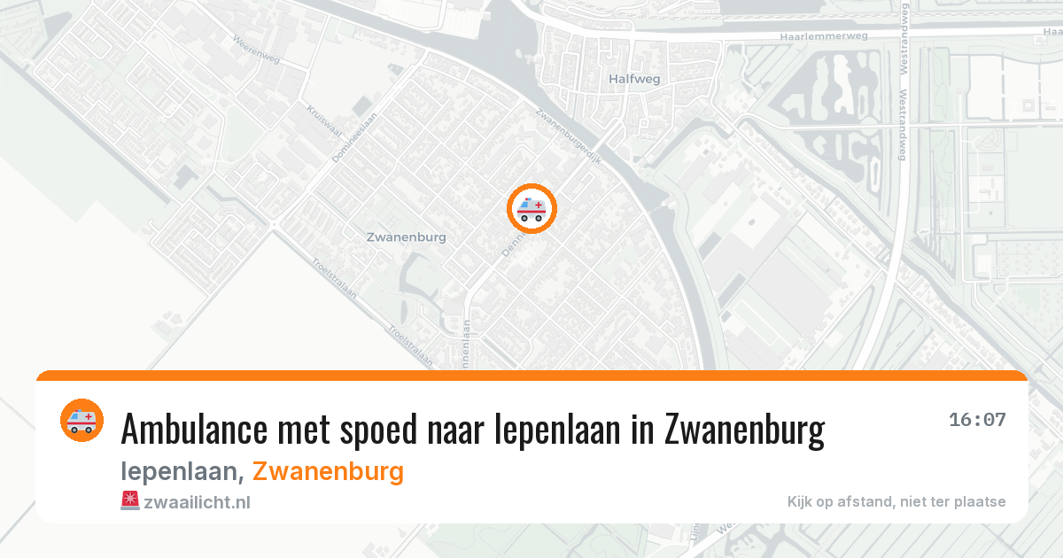 Ambulance met spoed naar Iepenlaan in Zwanenburg — 16 mrt 2026