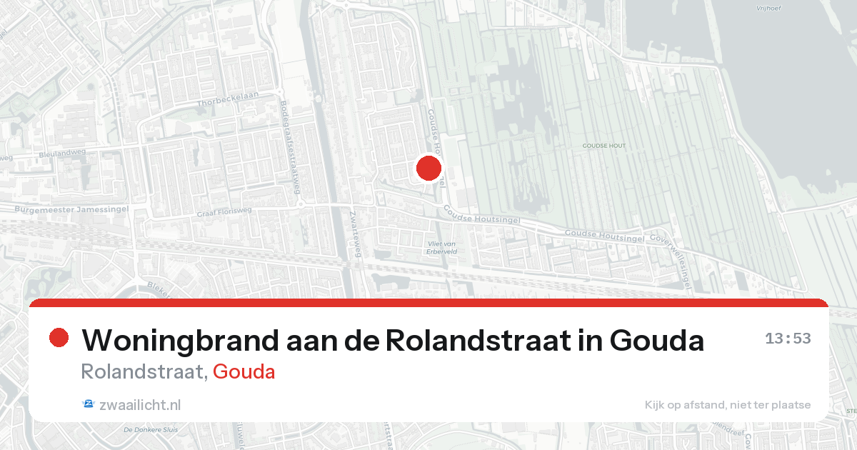Woningbrand aan de Rolandstraat in Gouda — 23 aug 2026