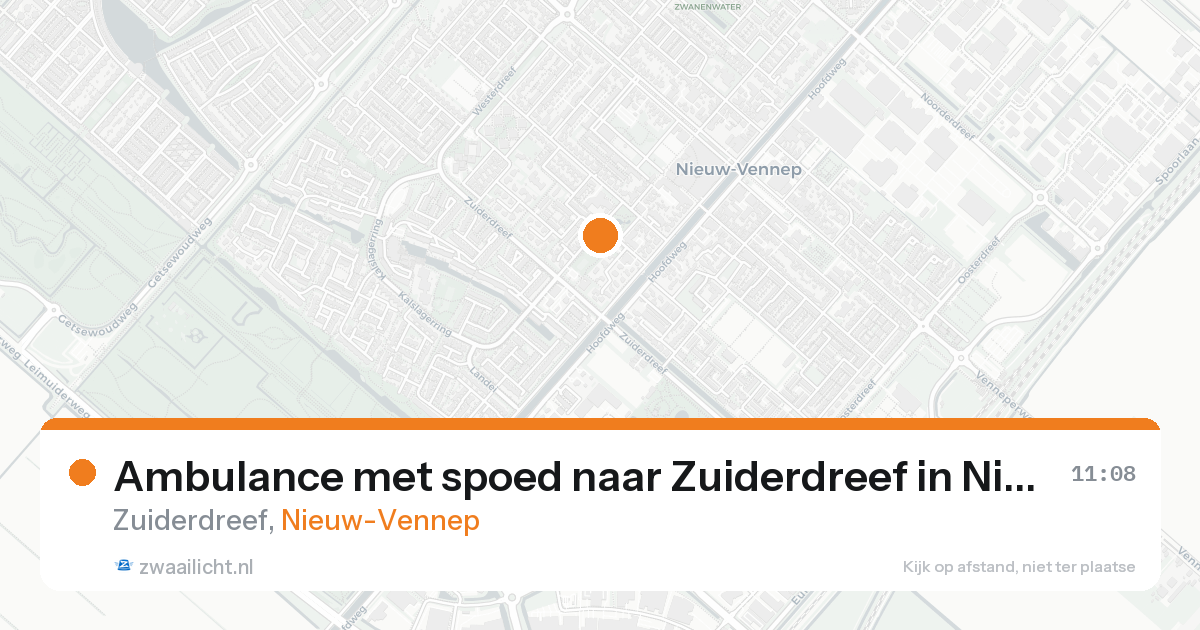 Ambulance met spoed naar Zuiderdreef in Nieuw-Vennep — 17 aug 2026