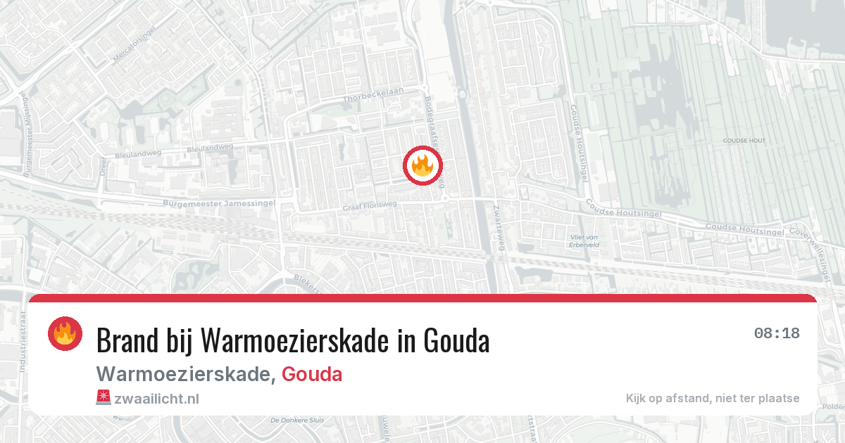 Brand bij Warmoezierskade in Gouda — 21 jun 2026