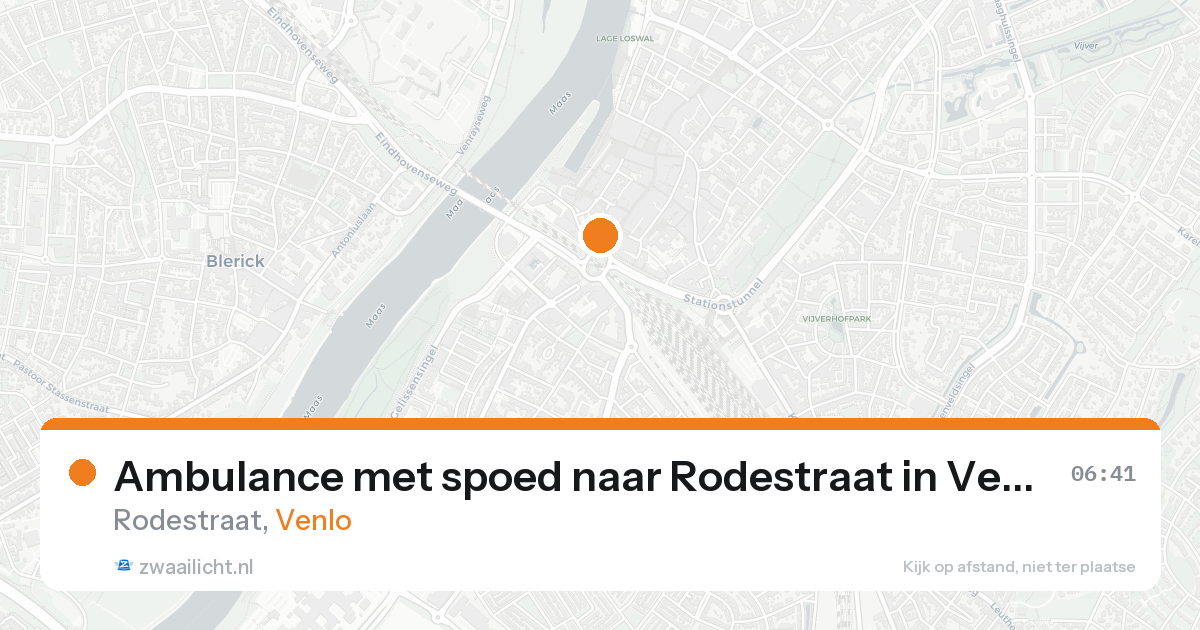 Ambulance met spoed naar Rodestraat in Venlo — 21 aug 2026