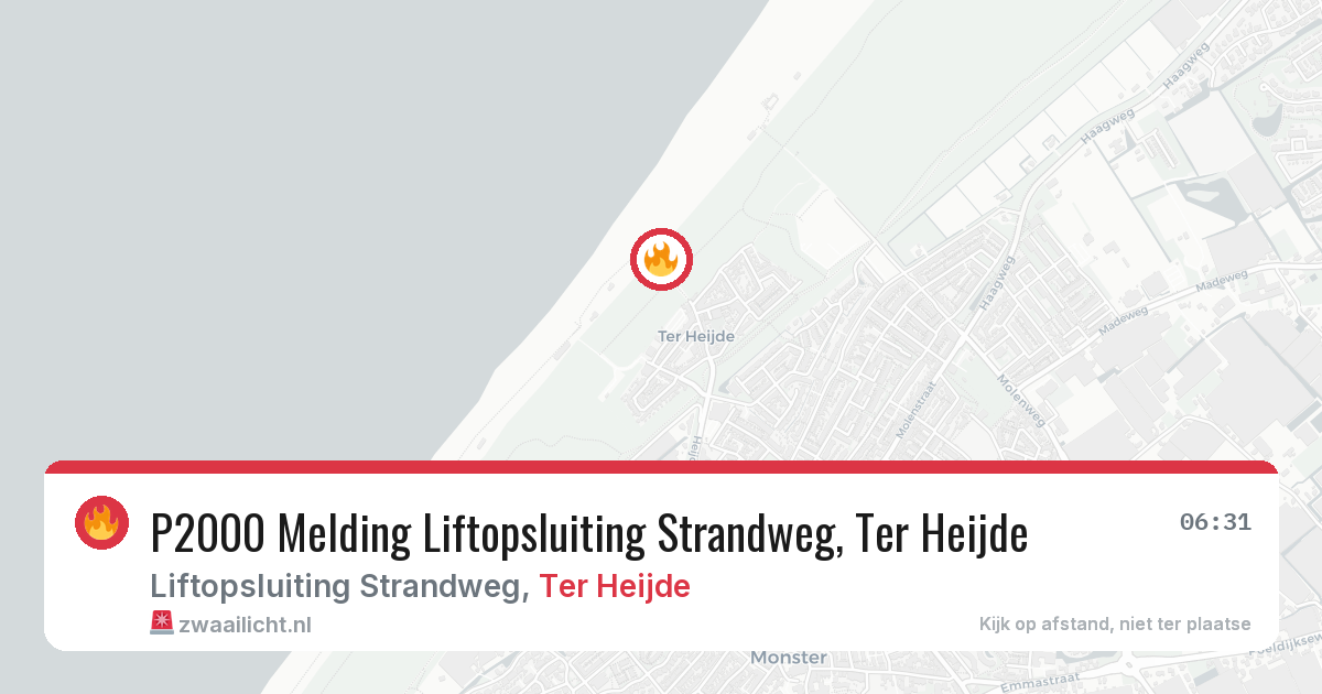 P2000 Melding Liftopsluiting Strandweg, Ter Heijde — 7 feb 2026