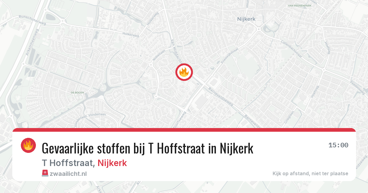 Gevaarlijke stoffen bij T Hoffstraat in Nijkerk — 14 aug 2026