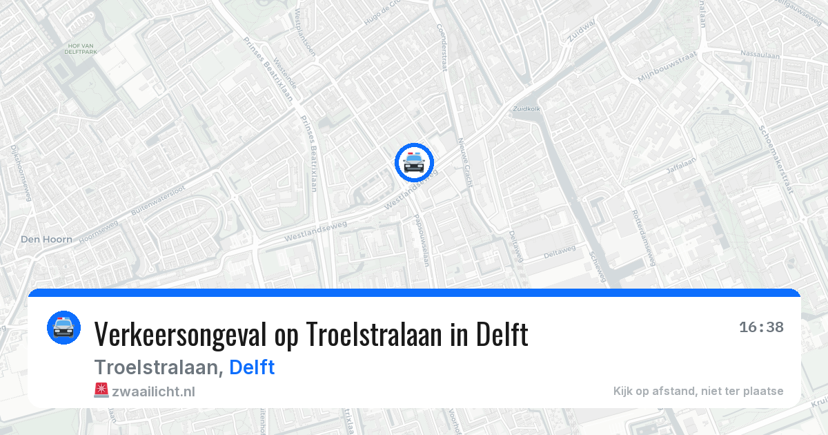 Verkeersongeval op Troelstralaan in Delft — 21 jun 2026