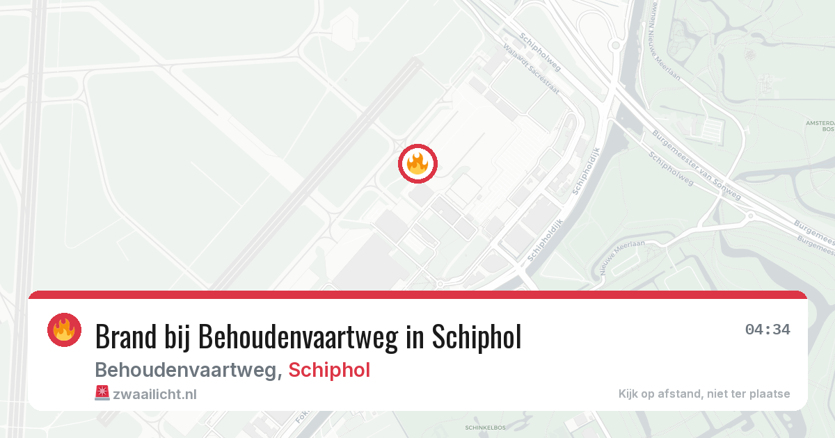 Brand bij Behoudenvaartweg in Schiphol — 23 apr 2026