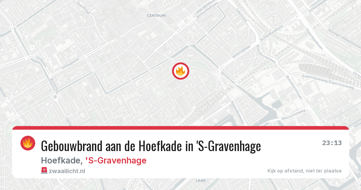 Gebouwbrand aan de Hoefkade in 'S-Gravenhage — 8 jul 2026