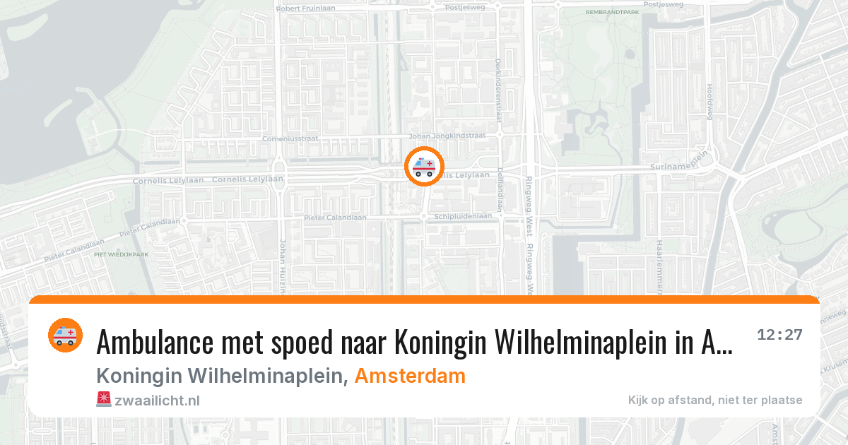 Ambulance met spoed naar Koningin Wilhelminaplein in Amsterdam — 10 aug 2026