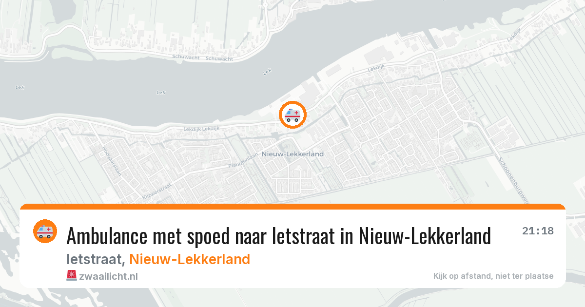 Ambulance met spoed naar Ietstraat in Nieuw-Lekkerland — 20 mrt 2026