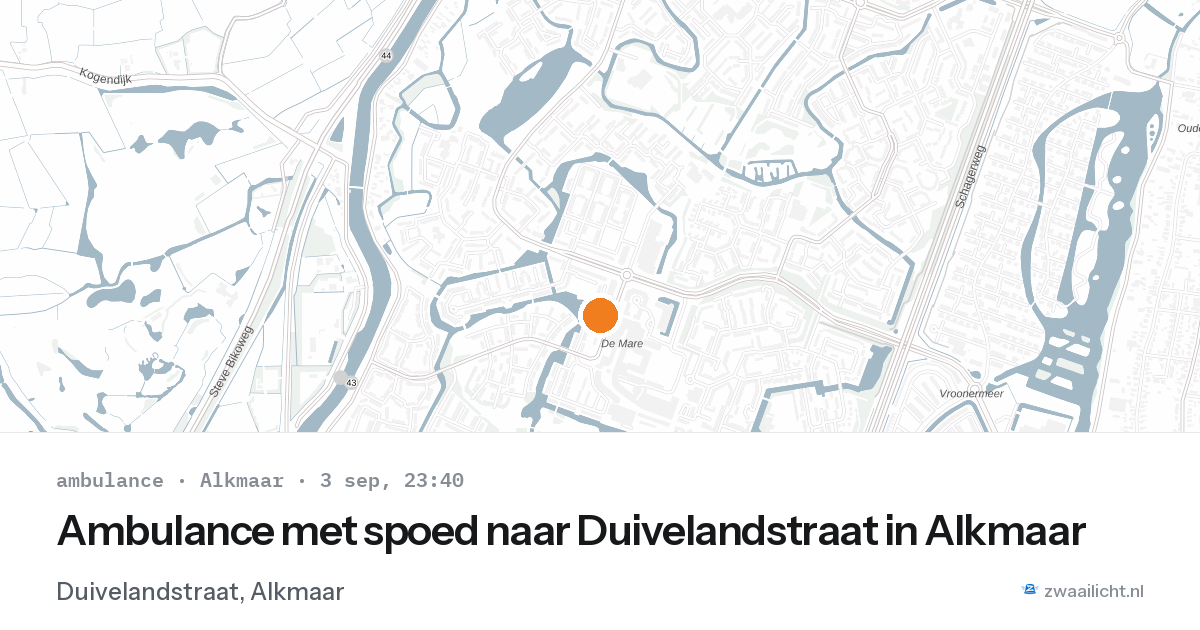 Ambulance met spoed naar Duivelandstraat in Alkmaar — 3 sep 2026