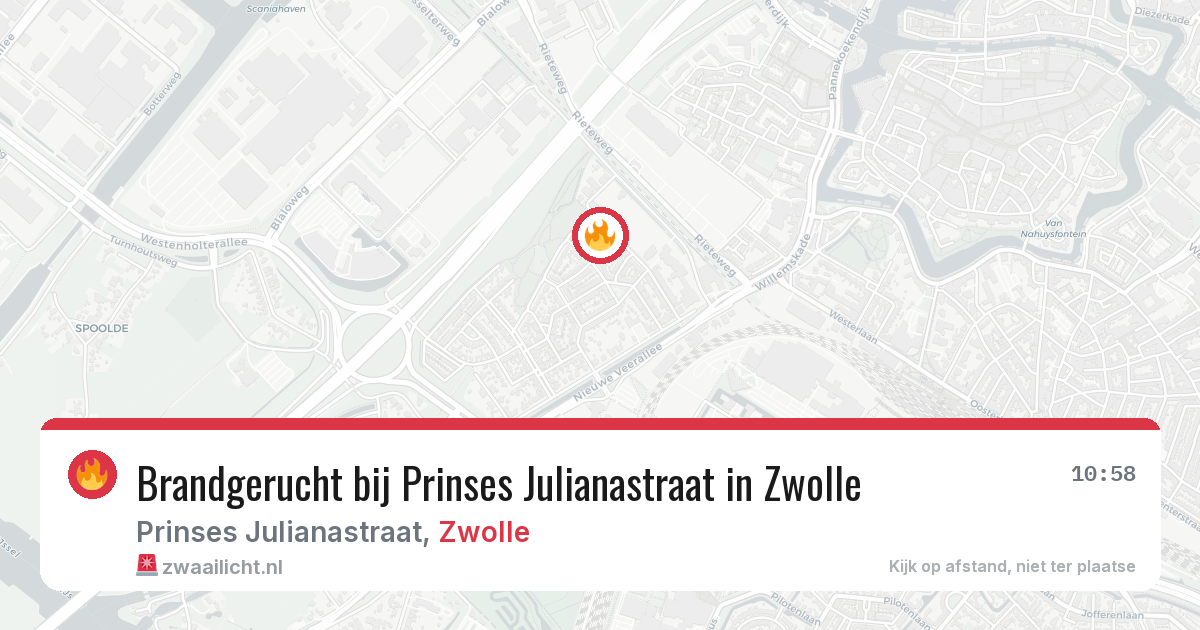 Brandgerucht bij Prinses Julianastraat in Zwolle — 14 jun 2026