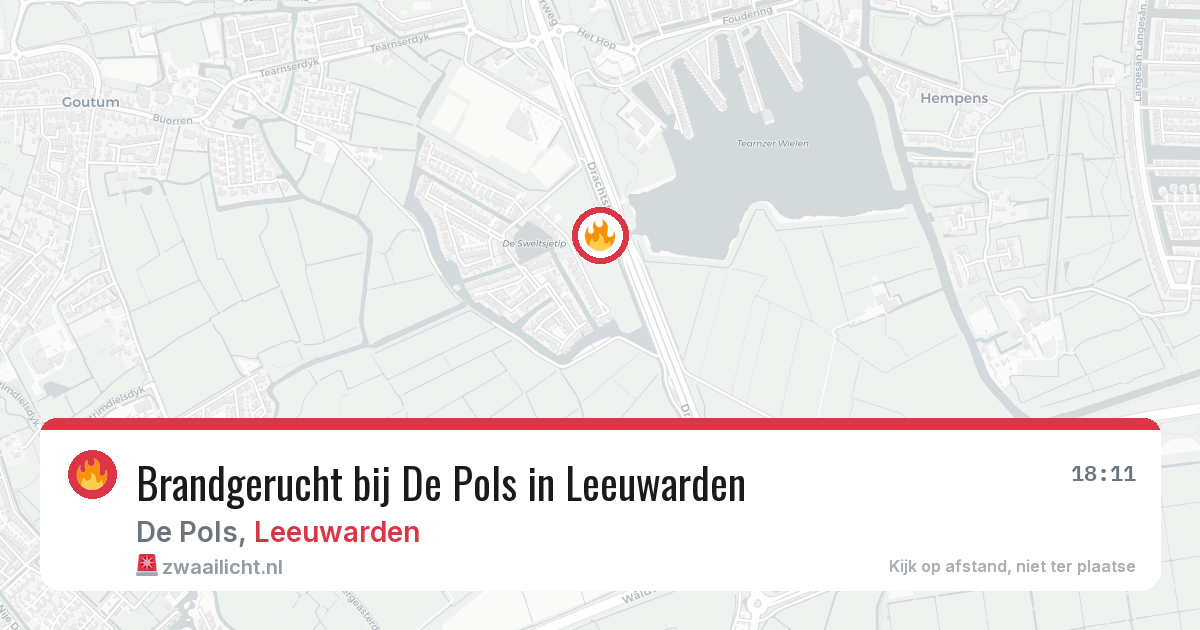 Brandgerucht bij De Pols in Leeuwarden — 26 mei 2026