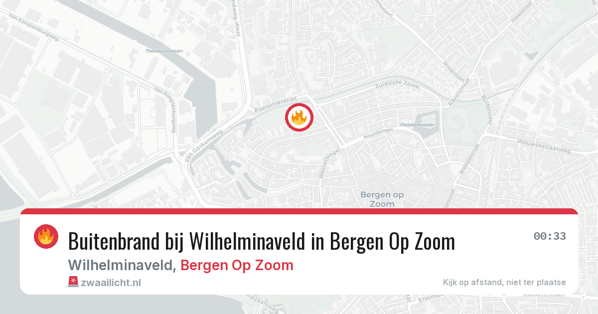 Buitenbrand bij Wilhelminaveld in Bergen Op Zoom — 13 aug 2026