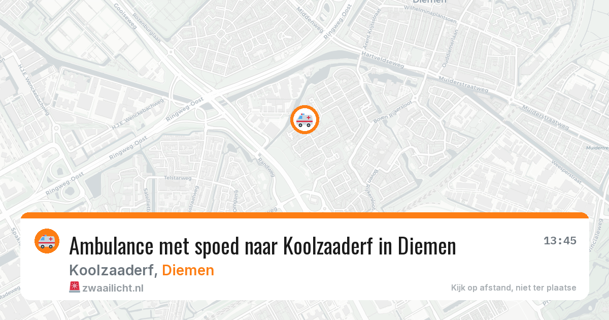 Ambulance met spoed naar Koolzaaderf in Diemen — 22 mei 2026