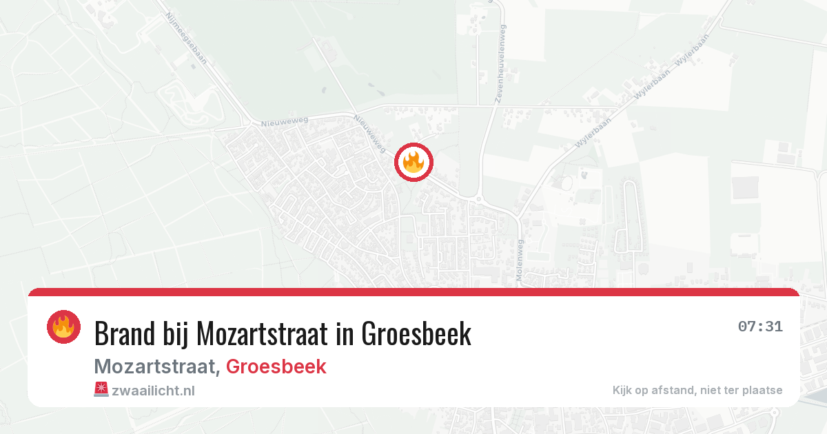 Brand bij Mozartstraat in Groesbeek — 28 jun 2026