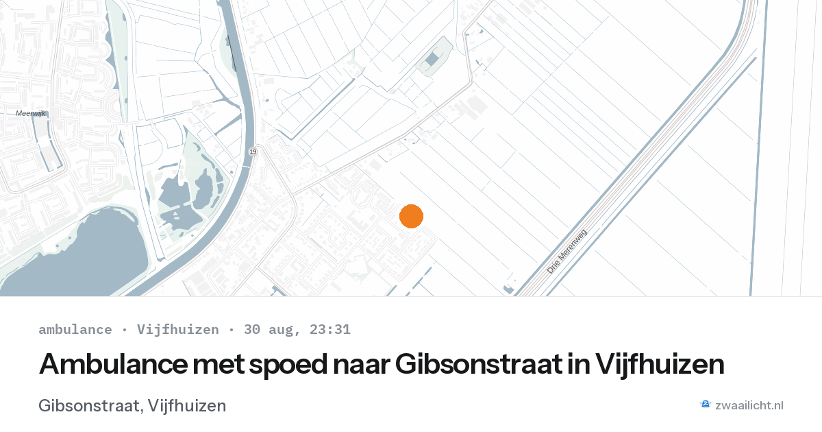 Ambulance met spoed naar Gibsonstraat in Vijfhuizen — 30 aug 2026