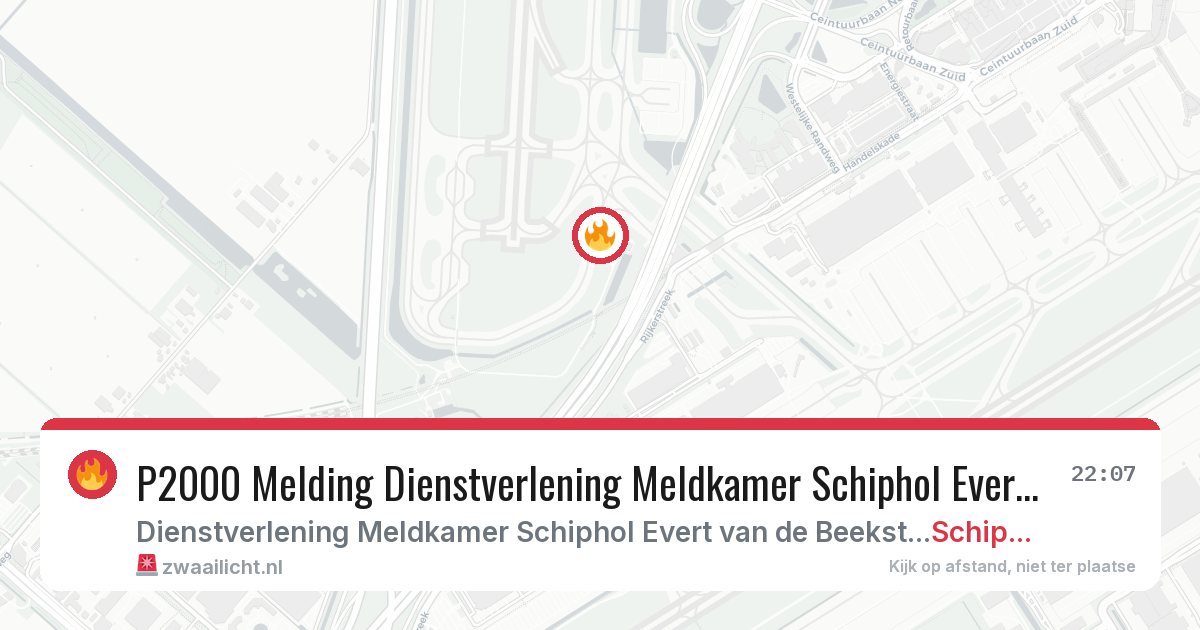 P2000 Melding Dienstverlening Meldkamer Schiphol Evert van de Beekstraat, Schiphol — 29 jan 2026