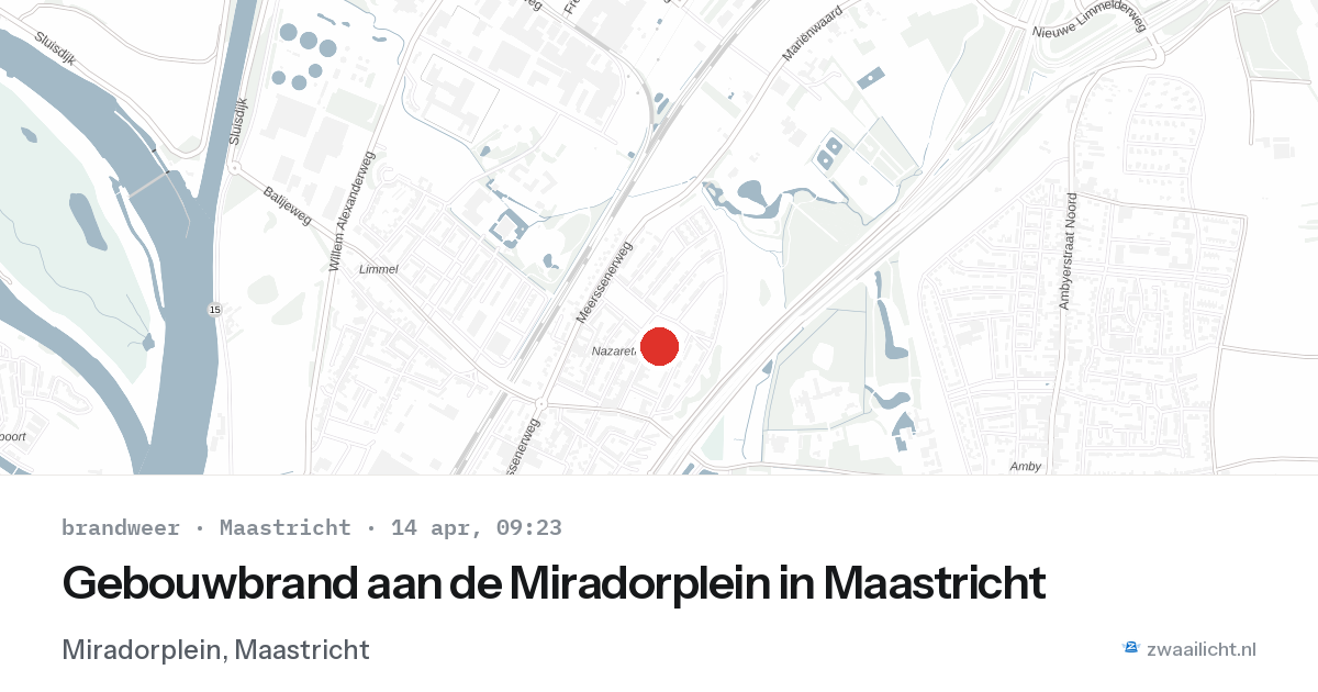 Gebouwbrand aan de Miradorplein in Maastricht — 14 apr 2026
