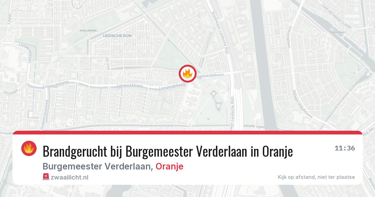 Brandgerucht bij Burgemeester Verderlaan in Oranje — 23 mei 2026