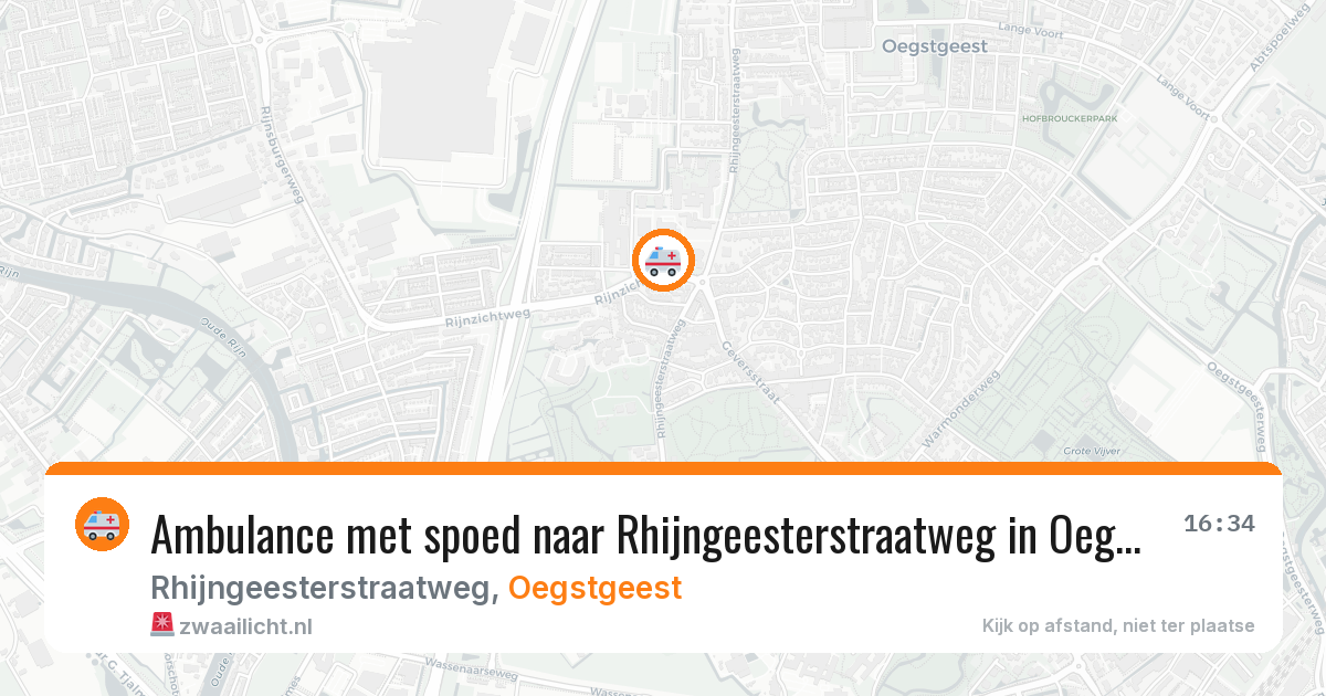 Ambulance met spoed naar Rhijngeesterstraatweg in Oegstgeest — 2 aug 2026