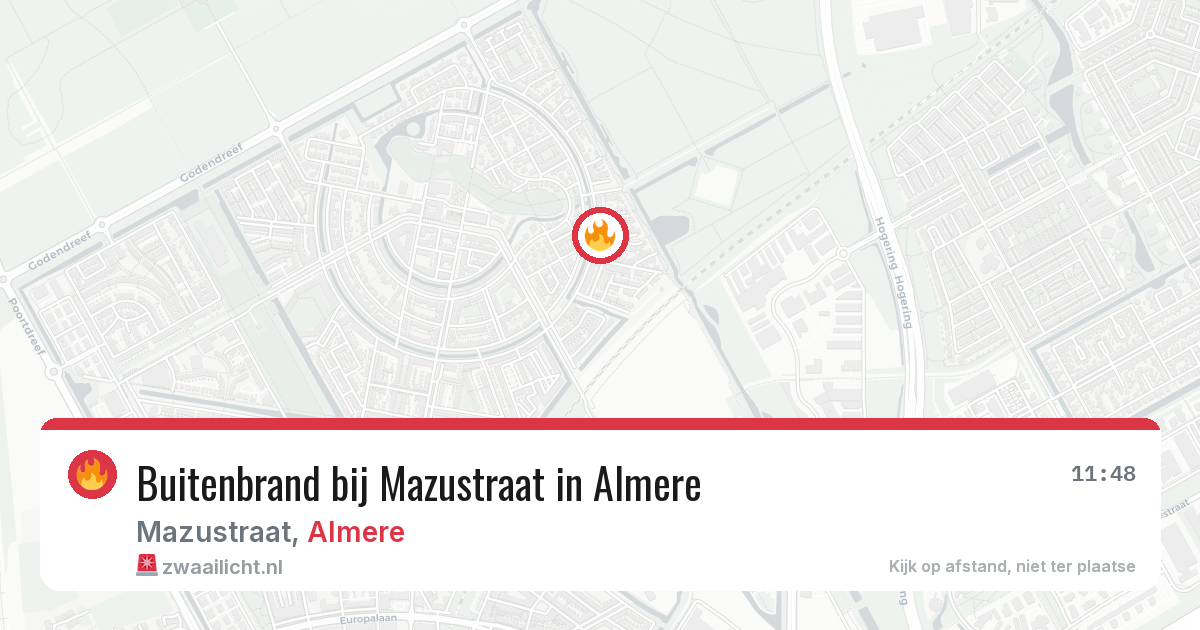 Buitenbrand bij Mazustraat in Almere — 16 apr 2026