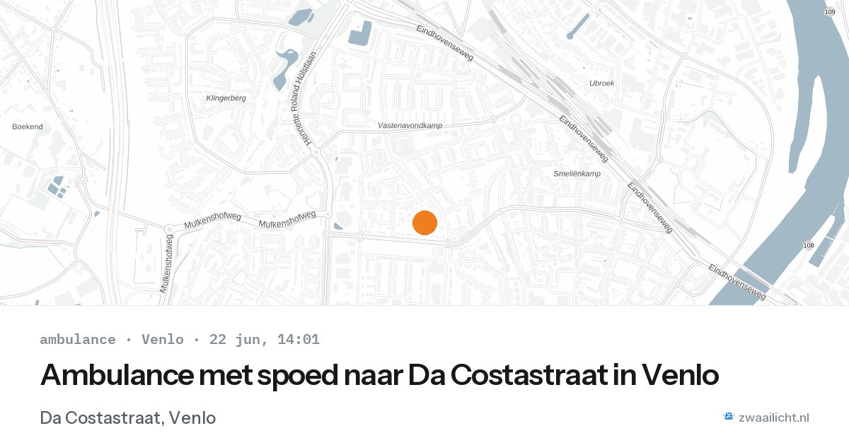 Ambulance met spoed naar Da Costastraat in Venlo — 22 jun 2026