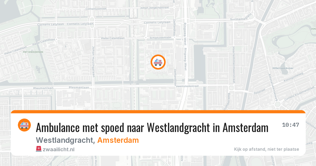 Ambulance met spoed naar Westlandgracht in Amsterdam — 22 jun 2026