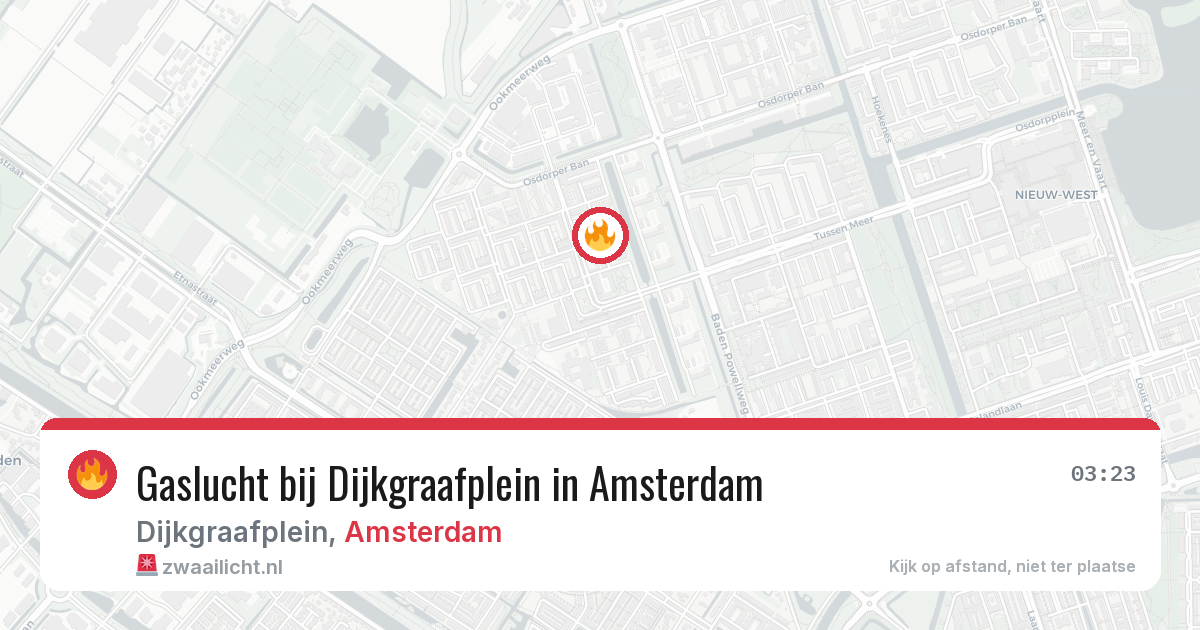 Gaslucht bij Dijkgraafplein in Amsterdam — 10 aug 2026