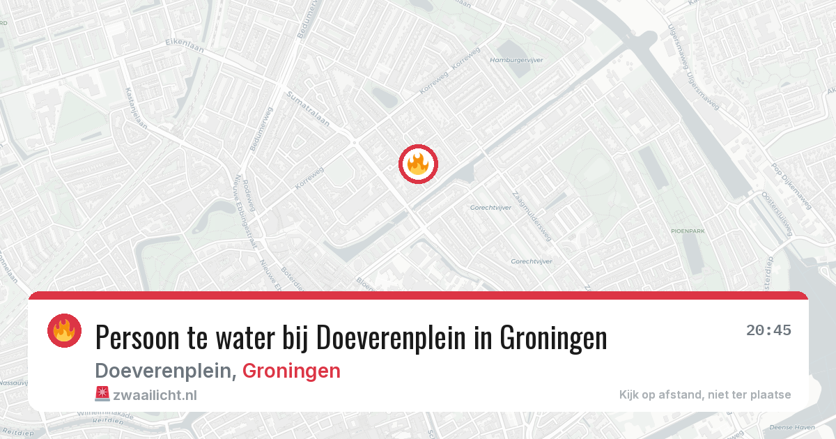 Persoon te water bij Doeverenplein in Groningen — 18 jun 2026
