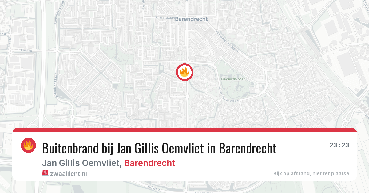 Buitenbrand bij Jan Gillis Oemvliet in Barendrecht — 9 jul 2026