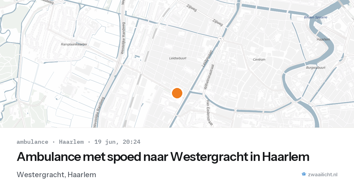 Ambulance met spoed naar Westergracht in Haarlem — 19 jun 2026