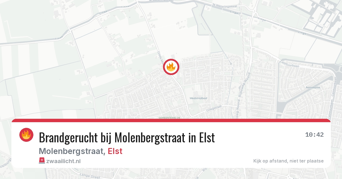 Brandgerucht bij Molenbergstraat in Elst — 20 mrt 2026