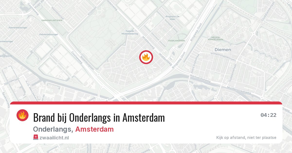 Brand bij Onderlangs in Amsterdam — 4 aug 2026
